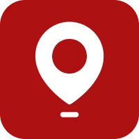 Map marker symbol, red background
