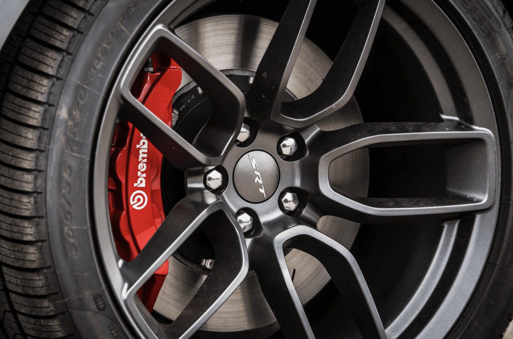 Detailed view of alloy wheel and brake