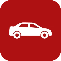 Simple car symbol, red square