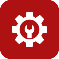 Mechanical gear with wrench symbol