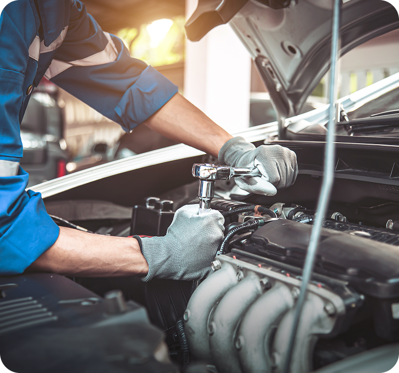 Repairing vehicle engine with tools